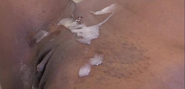  Young african slut shaved pusy covered with cum